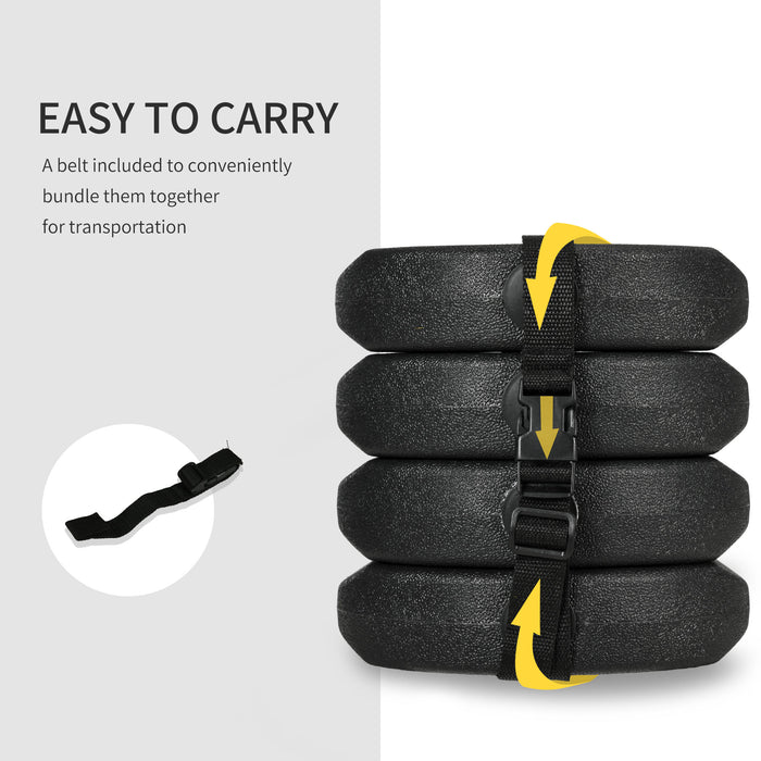 12KG Gazebo Weights Set of 4 - Heavy-Duty Leg Stabilizers with Reinforcement Pins & Carry Belt - Ideal for Canopies, Marquees & Tents Stability