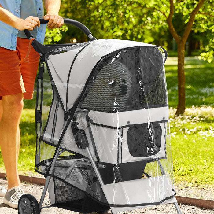 Dog Pram Stroller Rain Cover - Waterproof Canopy with Rear Side Entry for Pet Buggy - Protects Pooches in Inclement Weather Conditions
