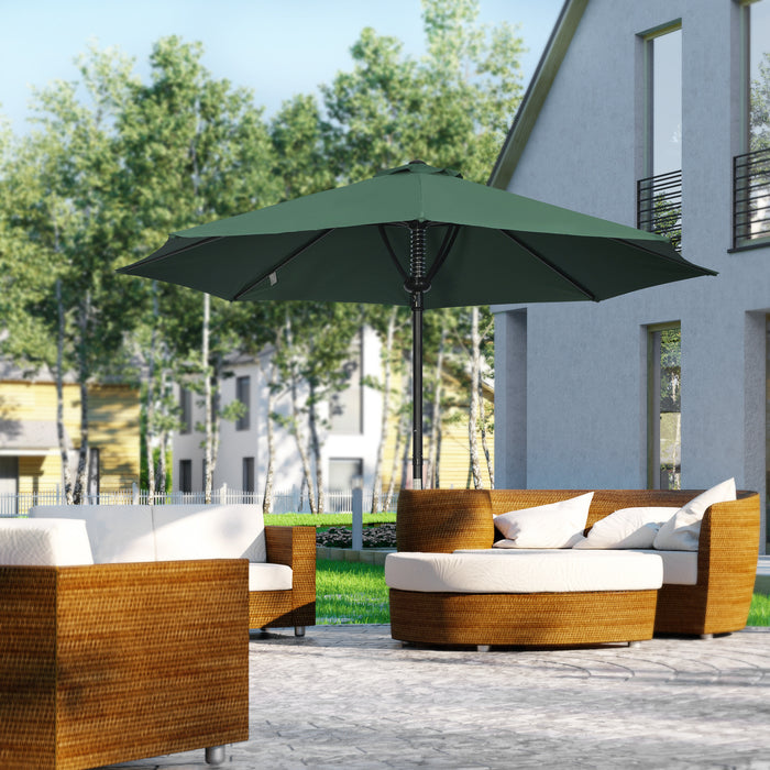 Outdoor Market Table Umbrella with 8 Ribs - Durable Garden Parasol Sun Shade Canopy in Green - Ideal for Patio Relaxation and UV Protection
