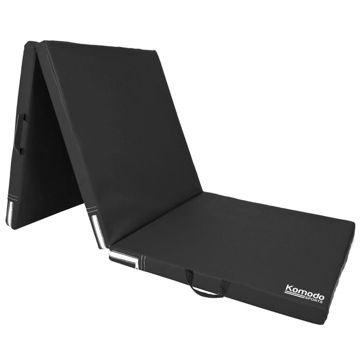 Komodo - Portable Tri-Fold Exercise Mat in Black - Ideal for Yoga, Pilates, and Workout Routines