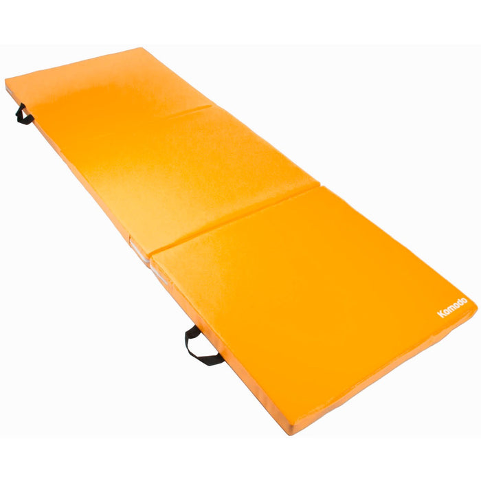 Komodo Tri-Fold Exercise Mat - Orange Portable Foam Yoga Pad - Ideal for Workouts, Pilates, and Stretching Sessions