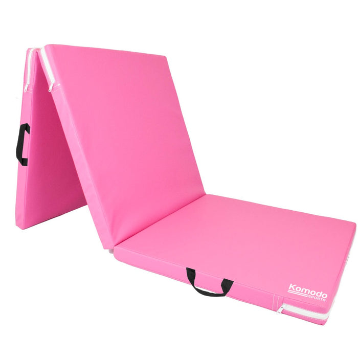 Komodo - Pink Portable Tri-Fold Exercise Mat for Yoga - Comfort & Convenient Storage for Yogis