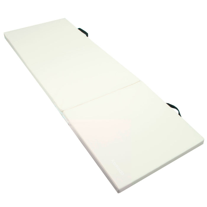 Komodo Tri-Fold Exercise Mat - Portable, Cushioned Yoga and Pilates Pad, White - Ideal for Home Workouts and Travel Fitness