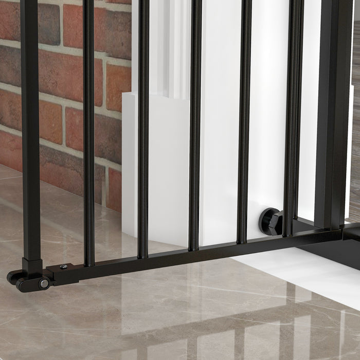 Adjustable Metal Dog Gate 74-94cm - Sturdy Safety Barrier in Sleek Black - Ideal for Pet Owners Ensuring Home Protection