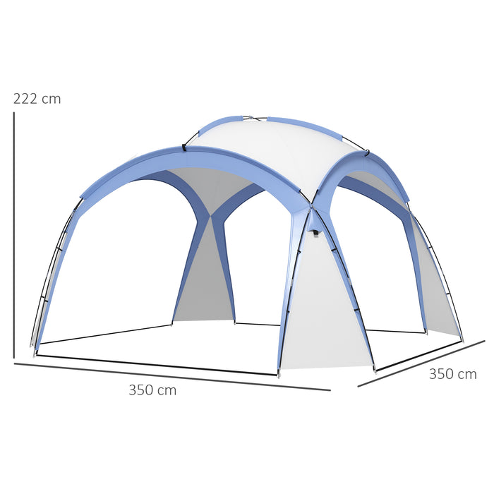 Outdoor Camping Gazebo 3.5 x 3.5M - Dome Tent Event Shelter, Garden Patio Sun Shade in Light Blue - Ideal for Campers and Garden Gatherings