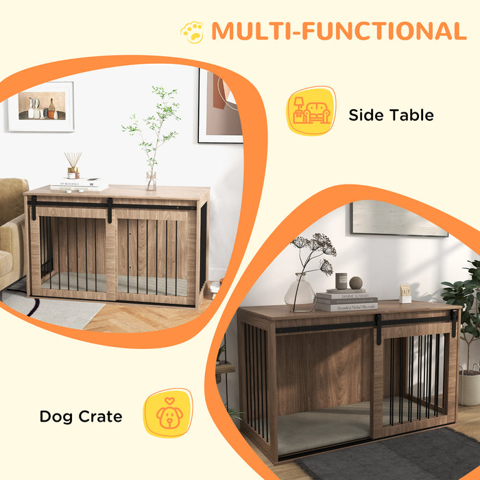Large Dog Furniture-Style Crate with Cushion - 100x60x63cm Comfort Home for Pets - Ideal for Big Breed Dogs Cozy Den