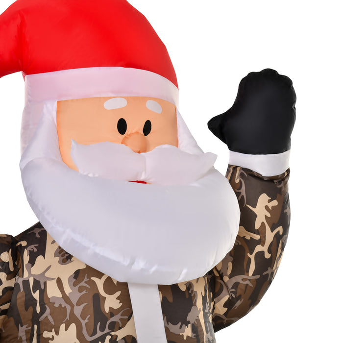 8ft Inflatable Camo Santa Claus - LED-Lit Outdoor Christmas Yard Decor with Salute Pose - Festive Display for Home & Garden Holiday Celebrations