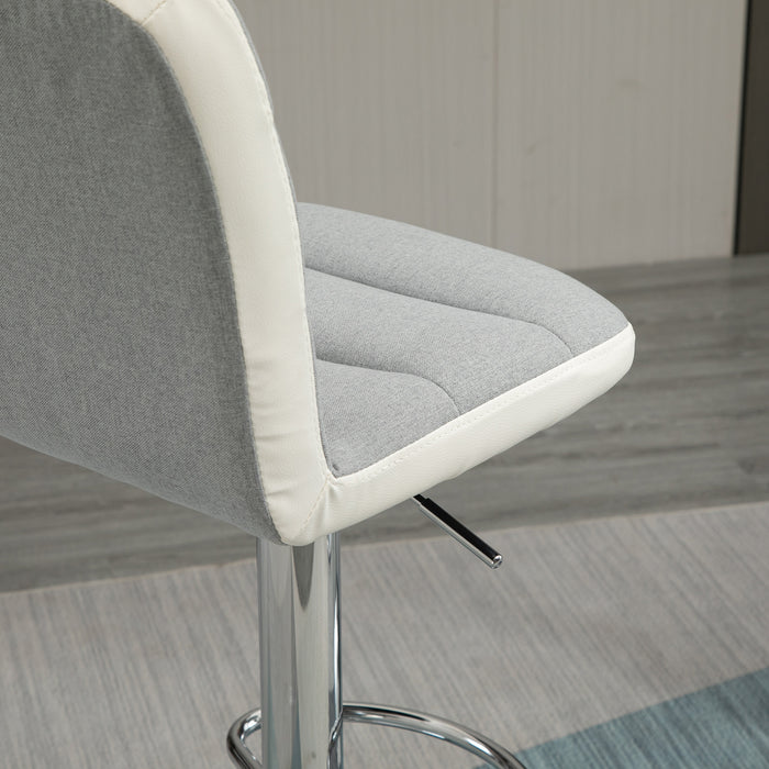 Set of 2 Armless Light Grey Bar Chairs - Adjustable Height with Upholstered Swivel Seats - Ideal for Home Bar or Kitchen Counter Seating