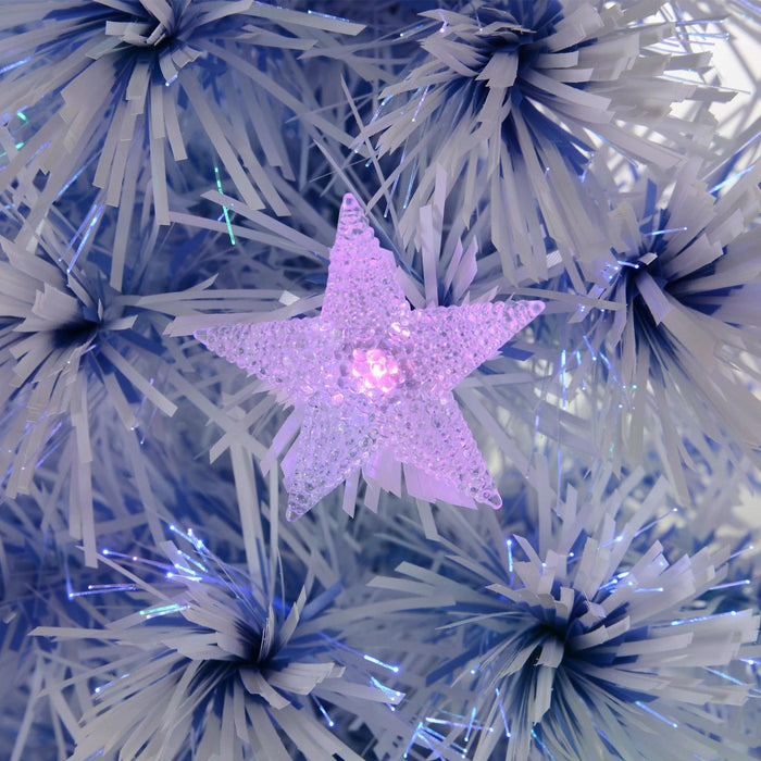 Fibre Optic Artificial Christmas Tree with Blue & White LEDs - Pre-Lit Holiday Decor, Easy to Assemble & Store, 5ft - Perfect for Festive Home Decoration