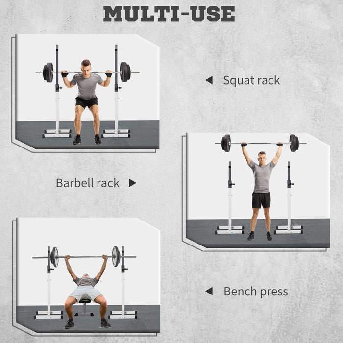 Heavy Duty Barbell Squat Stand - Adjustable Spotter Rack for Weightlifting - Ideal for Home Gyms and Fitness Enthusiasts