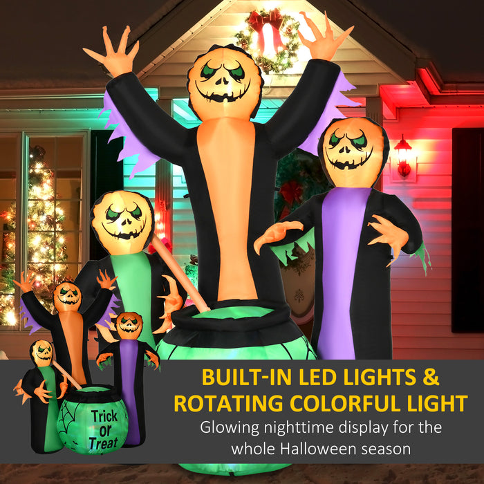 8ft Giant LED-Lit Halloween Inflatable - Outdoor Yard Decoration with Three Witches and Magical Pot - Perfect for Spooky Holiday Ambiance