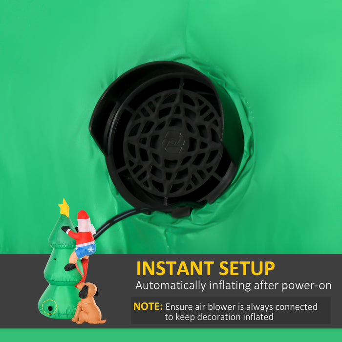 Inflatable 1.8m Christmas Tree with LED and Santa Dog - Holiday Decor for Indoor/Outdoor, Garden, Lawn - Perfect for Festive Party Display