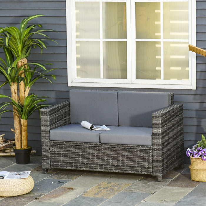 2-Seater Rattan Sofa Chair - All-Weather Wicker Weave, Comfortable Outdoor Seating - Perfect for Garden and Patio Relaxation