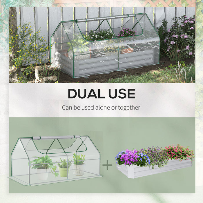 Steel Raised Garden Bed with Greenhouse Cover - Durable Planter Box with Roll-Up Window, Dual Use Design - Perfect for Flowers, Vegetables, and Fruits