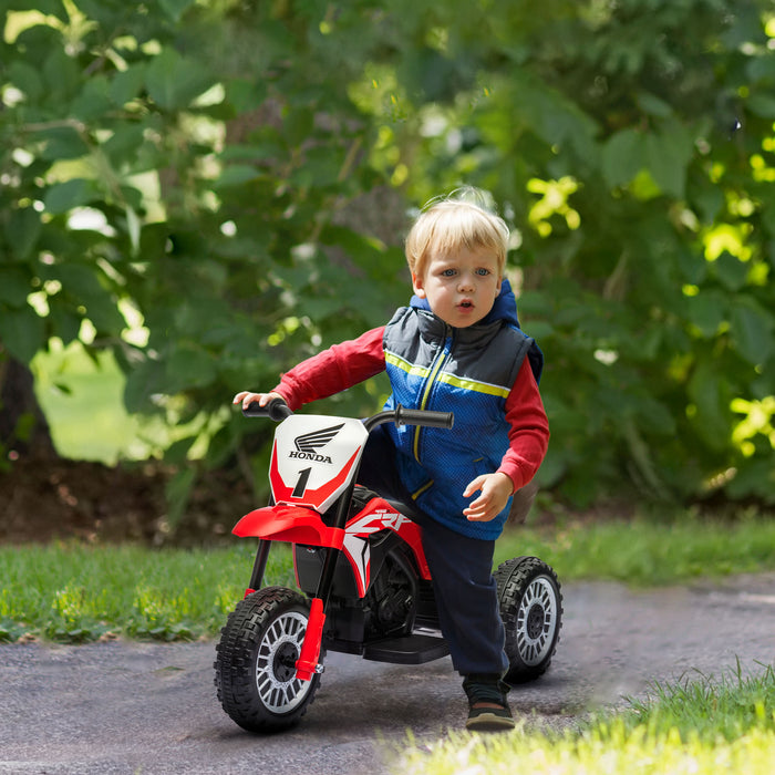 Kids 6V Electric Motorbike with 3 Sturdy Wheels and Realistic Horn - Exciting Startup Sound, Perfect for Toddlers 18 to 36 Months - Bright Red Ride-on Motorcycle for Outdoor Fun