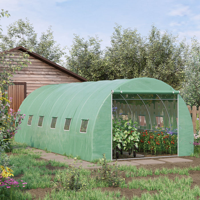 Large Walk-In Polytunnel Greenhouse - 6 x 3 x 2m with Sturdy Steel Frame, Zippered Entry, Roll Up Windows - Ideal for Gardeners Cultivating Plants, Vegetables & Flowers