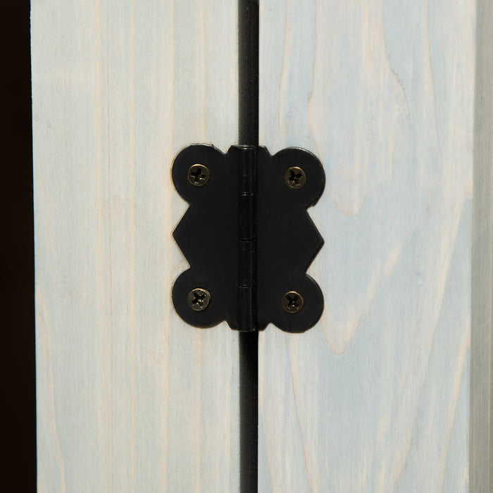 Wooden Dog Crate End Table - Lockable Door, Windowed Pet Sanctuary for Small/Medium Dogs, Dual-Tone Grey & Yellow - Stylish Pet-Friendly Furniture & Home Solution