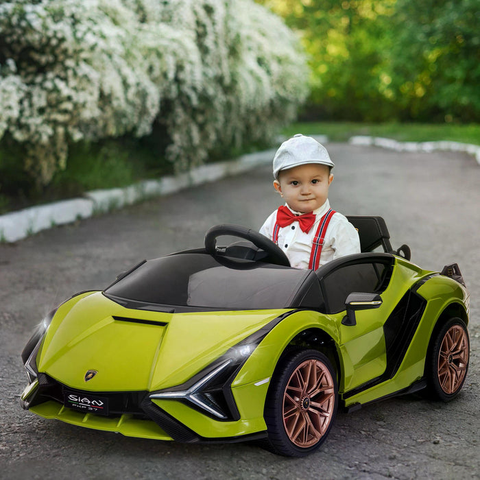 Lamborghini SIAN Electric Ride-On Car for Kids - 12V Battery-Powered Toy with Remote Control, Lights & MP3 Player - Ideal for 3-5 Year Olds, Vibrant Green