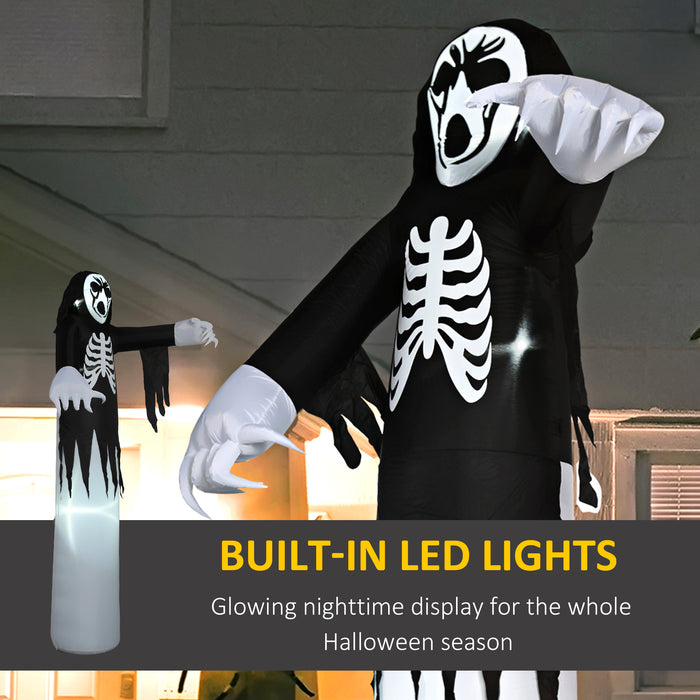 Inflatable 12ft Halloween Skeleton Ghost - Blow-Up Yard Decoration with LED Lighting and Disco Effect - Perfect for Spooky Outdoor Festivities