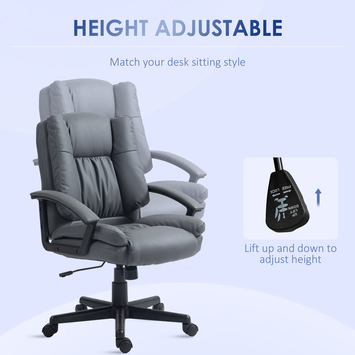 Faux Leather Mid-Back Office Chair - Adjustable Height, Executive Computer Desk Seat with Swivel & Rolling Wheels - Comfortable Seating Solution for Professionals and Home Offices