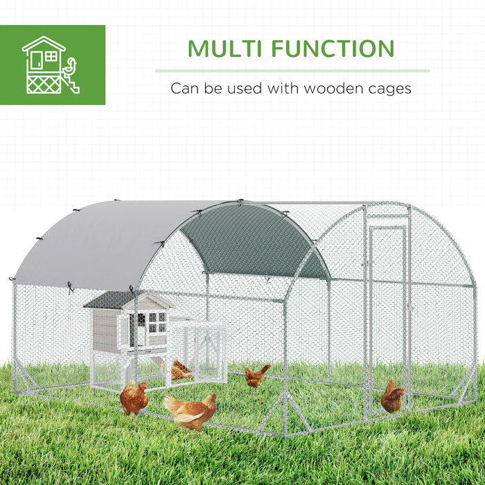 Galvanized Chicken Coop Hen House - Walk-In Poultry Cage with Water-Resistant Cover, Large Pet Playpen 2.8 x 3.8 x 2m - Ideal for Chickens, Rabbits, Pets in Backyard