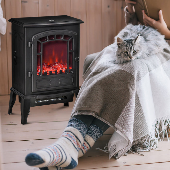 Electric Fireplace Heater Stove - Free Standing with Realistic Flame Effect & Overheat Safety Protection, 1000W/2000W - Ideal for Cozy Indoor Spaces & Home Heating Solution