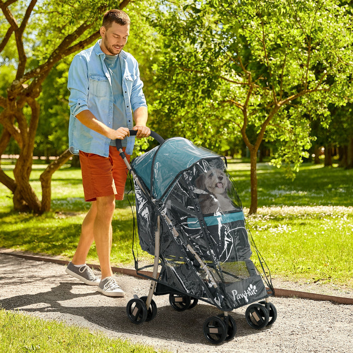 Oxfoad Compact Dog Stroller - Weather-Resistant Pet Carrier with Rain Cover for Small Dogs - Ideal for Miniature Breeds & Outdoor Adventures