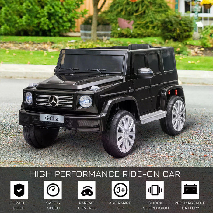 Mercedes Benz G500 Electric Ride On Car for Kids - 12V Battery-Powered Vehicle with Music, Lights, MP3 Player, Suspension Wheels - Includes Parental Remote Control for Safety