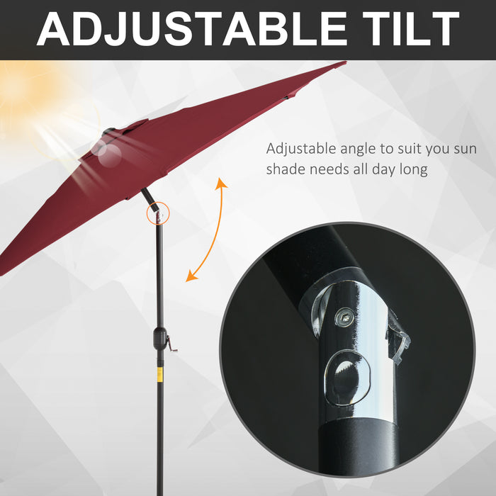 Wine Red 9ft Aluminum Sun Shade Pole - Patio Umbrella with Market Café & Yard Gazebo Coverage - Perfect for Outdoor Entertaining & Relaxation