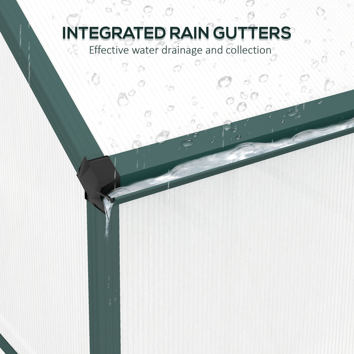 Polycarbonate Walk-In Greenhouse 6x2.5ft - UV-Protected Panels, Rain Gutter, Sliding Door, Ventilation Window, Sturdy Foundation - Ideal for Garden Enthusiasts & Green Thumbs