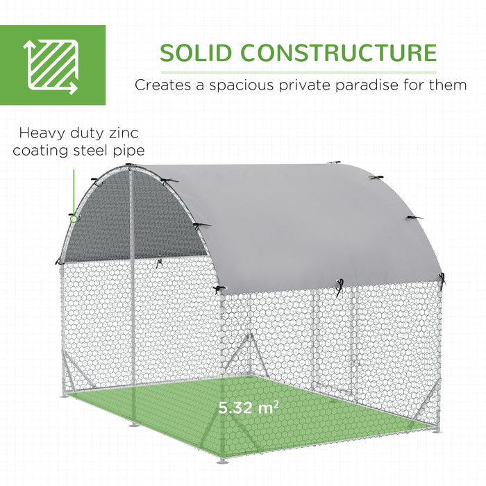 Galvanised Chicken Coop with Activity Shelf - Spacious Outdoor Poultry and Rabbit Enclosure with UV & Water-Resistant Cover - Ideal for Hens, Chickens, and Small Animals