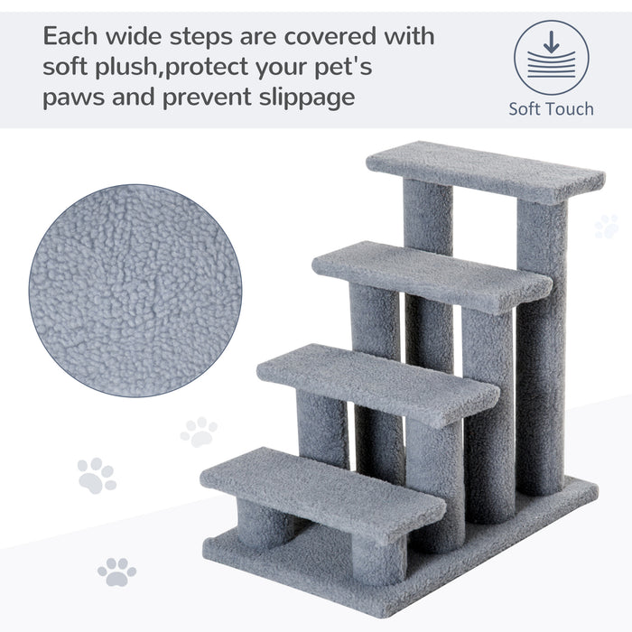 Portable Pet Stairs for Bed Access - 63.5x43x60cm Climb Ladder for Cats, Little and Older Animals - Easy Assistive Solution for Pets in Grey