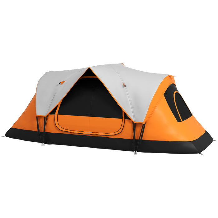 6-8 Person Camping Tent with 2000mm Waterproof Rainfly - Durable Outdoor Shelter with Carry Bag for Fishing, Hiking, Festivals - Spacious & Easy Setup in Orange