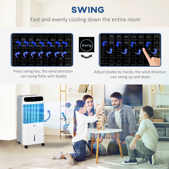 32" Mobile Air Cooler with Evaporative Anion Technology - Ice Cooling Fan, Water Conditioner, Humidifier with 3 Modes, Remote, Timer - Ideal for Home Bedroom Comfort and Air Quality Improvement