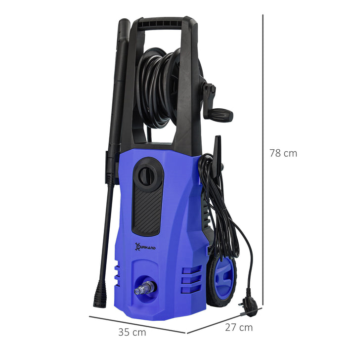 High-Pressure Power Washer 1800W - 150 Bar Pressure, 510 L/h Flow Portable Jet Wash Cleaner in Blue - Ideal for Home & Car Cleaning