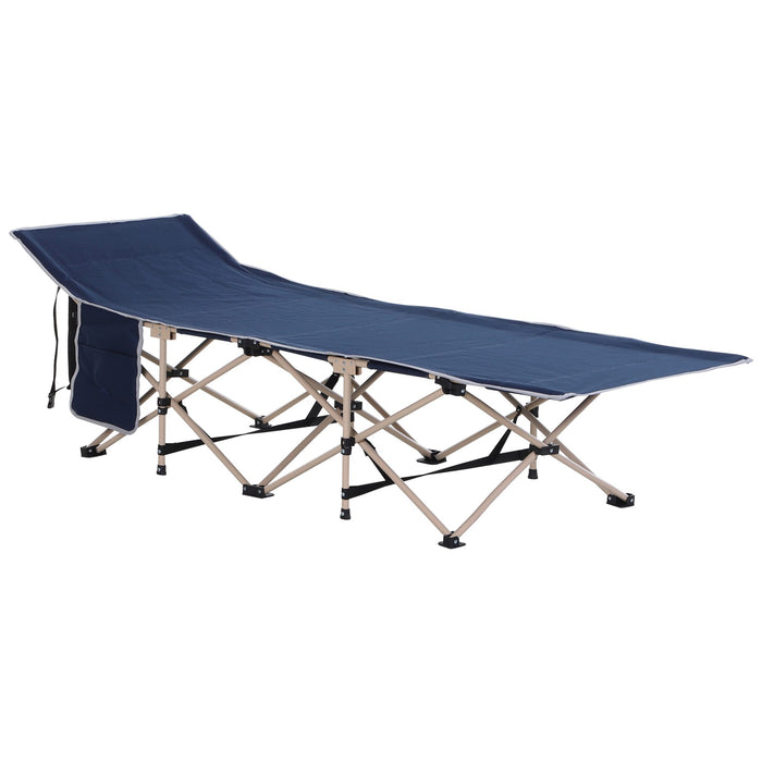 Portable Military-Grade Sleeping Cot for Camping - Single Person, Folding Design, Travel-Friendly with Carry Bag - Ideal for Outdoor, Patio, Guest Bed or Fishing Retreats, Blue