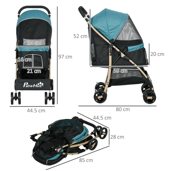Oxfoad Compact Dog Stroller - Weather-Resistant Pet Carrier with Rain Cover for Small Dogs - Ideal for Miniature Breeds & Outdoor Adventures