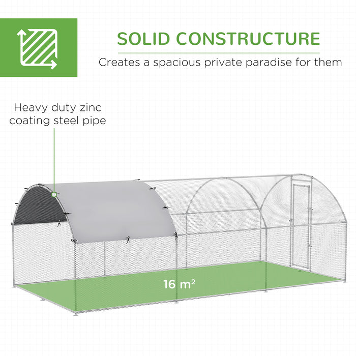 Walk-In Chicken Run with Activity Shelf and Weatherproof Cover - Spacious 2.8 x 5.7 x 2m Outdoor Enclosure - Ideal for Safe Poultry Exercise and Play