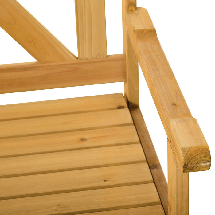 Wooden Garden Storage Bench - 2-Person Patio Seat with High Back and Armrests - Outdoor Seating Solution with Hidden Chest