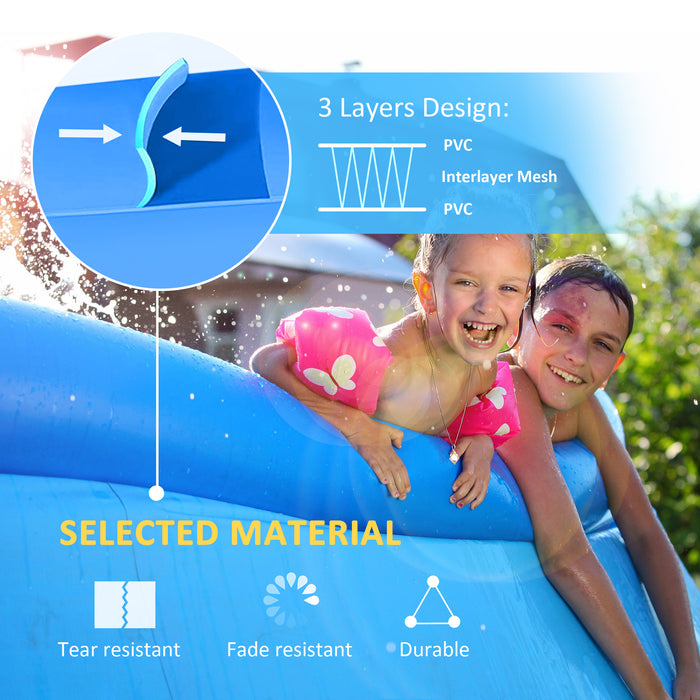 Round Inflatable Family Pool - Easy Setup Paddling Pool with Hand Pump, 274x76cm - Perfect for Kids, Adults, and Garden Fun