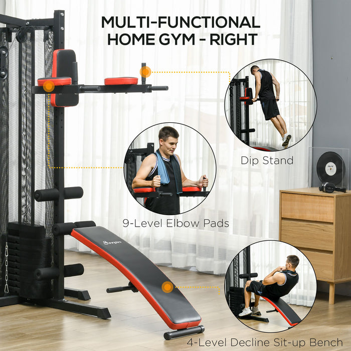 Multi Gym Fitness Center - 65kg Stack, Full-Body Workout Station with Sit-Up Bench & Dip Stand - Ideal for Strength Training & Body Sculpting