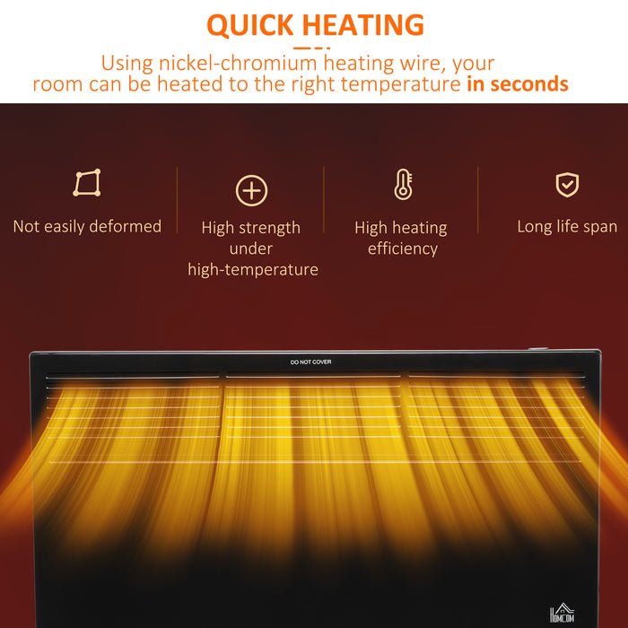 Convector 2000W Electric Radiator Heater - Freestanding/Wall-Mounted, 2 Heat Settings, Adjustable Thermostat - Portable Home Heating with Safety Cut-Off Feature