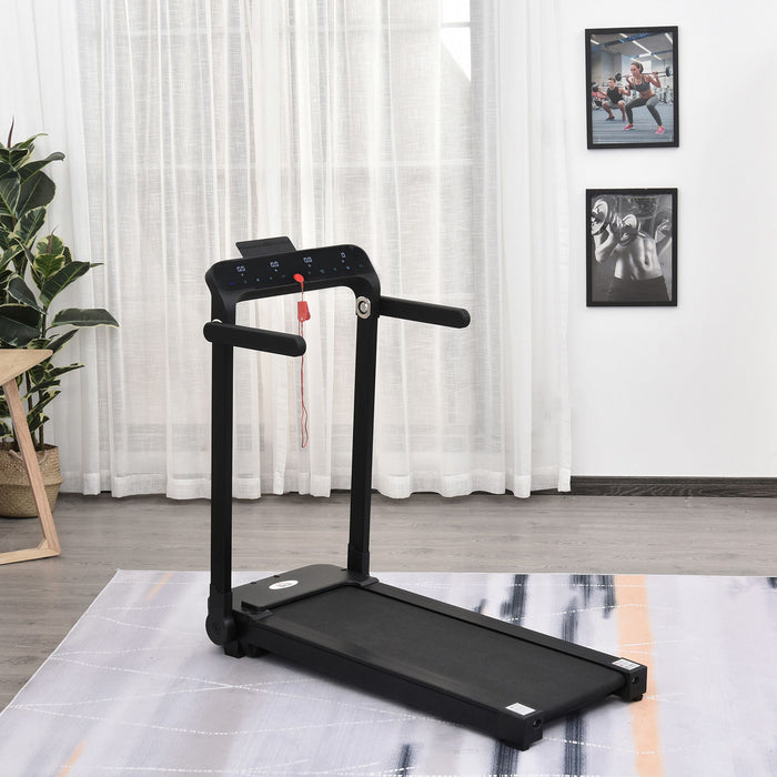 600W Motorized Treadmill with 12 Programs - High-Speed 10km/h, Safety Button, LCD Display, Foldable Design with Portable Wheels - Ideal for Home and Office Cardio Workouts