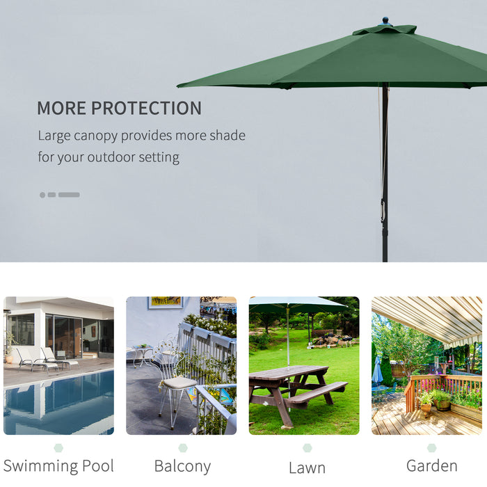 Outdoor 6-Rib 2.8m Green Patio Parasol - Sunshade Canopy with Manual Push Operation for Garden & Backyard - Ideal for Residential Outdoor Furniture
