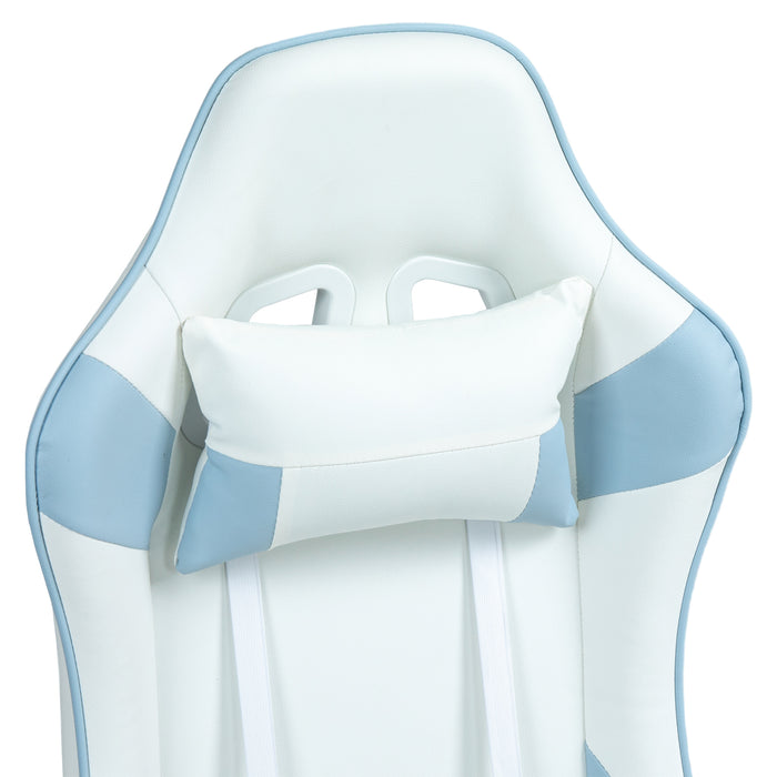 Gaming Chair with Lumbar Support - Reclining Faux Leather Computer Chair with Headrest, 3D Armrests, and Swivel Wheels - Designed for Comfortable Gaming and Office Work in Light Blue