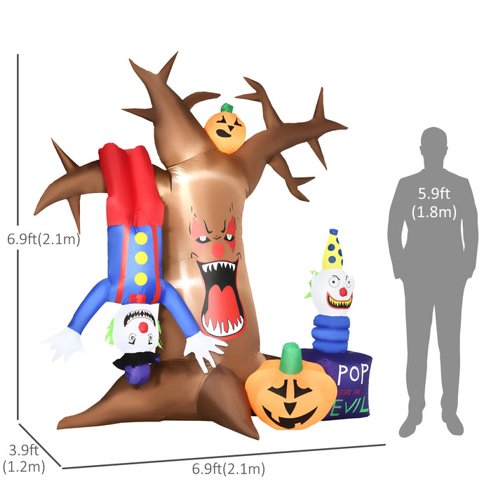 7ft Halloween Inflatable Tree with Ghosts and Clown Pumpkins - Next Day Delivery - Ideal for Spooky Yard Decorations