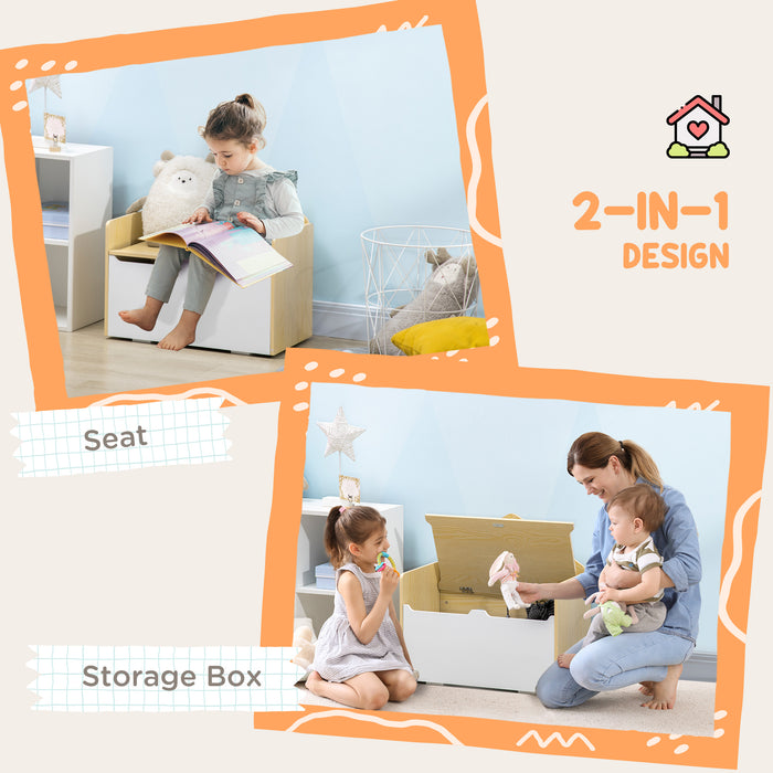 Kids Storage Bench with Safety Hinged Lid - White Multipurpose Seating Solution - Perfect for Toy Organization and Child's Room Decor