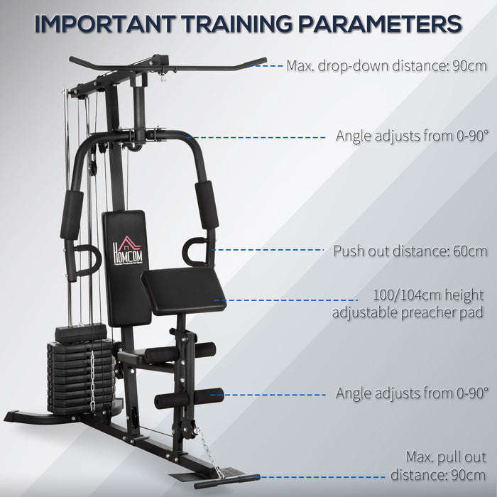 Multi-Exercise Gym Station with 45kg Integrated Weights - Full-Body Workout Home Fitness Equipment - Ideal for Strength Training and Muscle Building