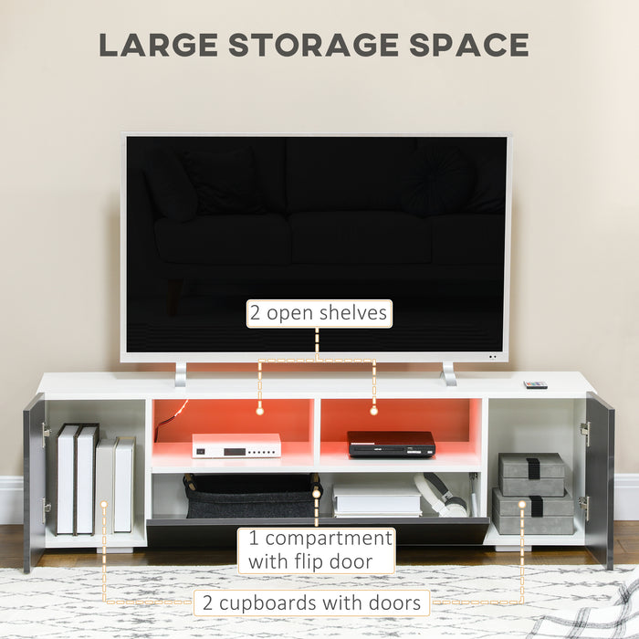 Contemporary Entertainment Center - 60" TV Stand with LED Lighting and Ample Storage, 137x35x42cm - Ideal for Organized Media Rooms and Living Spaces