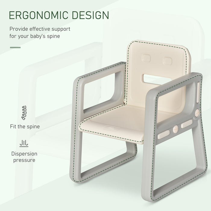 Kids 2-in-1 Study Table and Chair Set - Drawing Board Writing Desk with Whiteboard, Pens, Eraser, Storage - Creative Learning Furniture for Toddlers in Grey/White